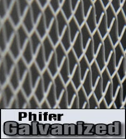 Phifer's Galvanized Screening is a high performance standard mesh with a protective zinc coating to enhance durability. Galvanized screening has a variety of uses including insect protection, security, industrial and agricultural applicatios. Galvanized screen has long beena standard in the industry where steel mesh products are required. Use when you require an extra strength material with good durability. This is a tough, .009 gauge, 18 x 14 mesh electro-galvanized material that is stronger than aluminum or fiberglass screen wire.
