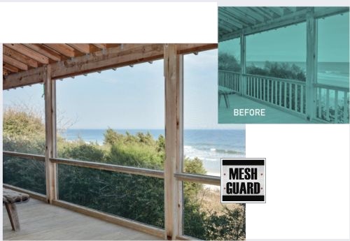 For guardrail infill code requirements, most building codes require the vertical posts that support the handrail to be installed no more than 4 inches apart. This limits porch railing design options and results in an obstructed view to the outdoors. MeshGuard from Screen Tight enables an open, picket-free design and is approved by building codes across America.